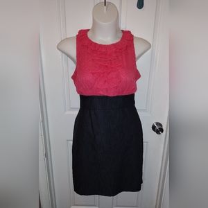 Alyx Black Stretch Denim Coral Frill Dress Sz 10